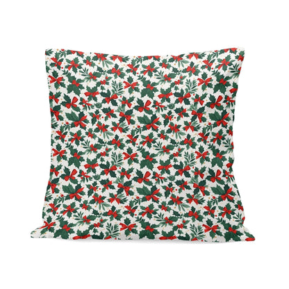 Holly Bows Peach Velvet 4 Pcs Square Pillow Case Covers (5 sizes) - DeRose Seasonal