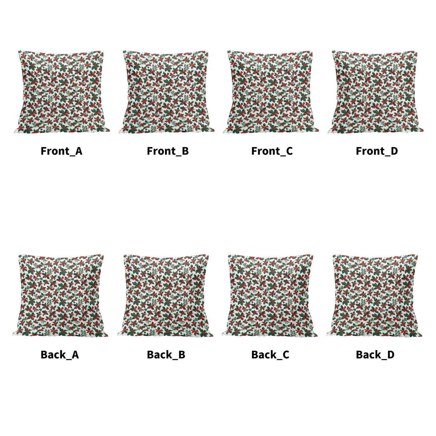 Holly Bows Peach Velvet 4 Pcs Square Pillow Case Covers (5 sizes) - DeRose Seasonal
