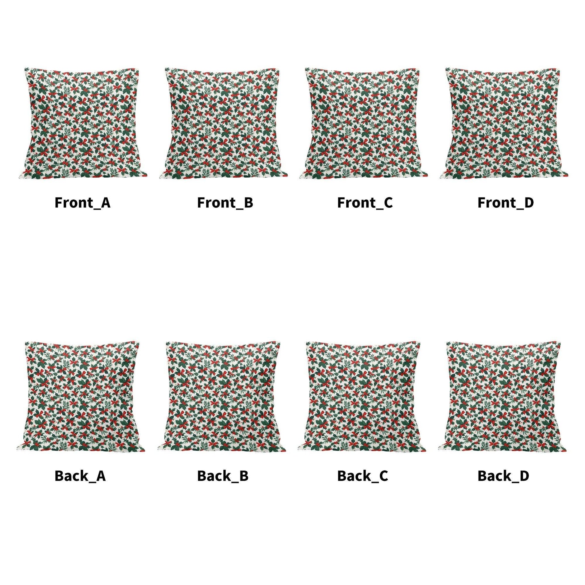 Holly Bows Peach Velvet 4 Pcs Square Pillow Case Covers (5 sizes) - DeRose Seasonal