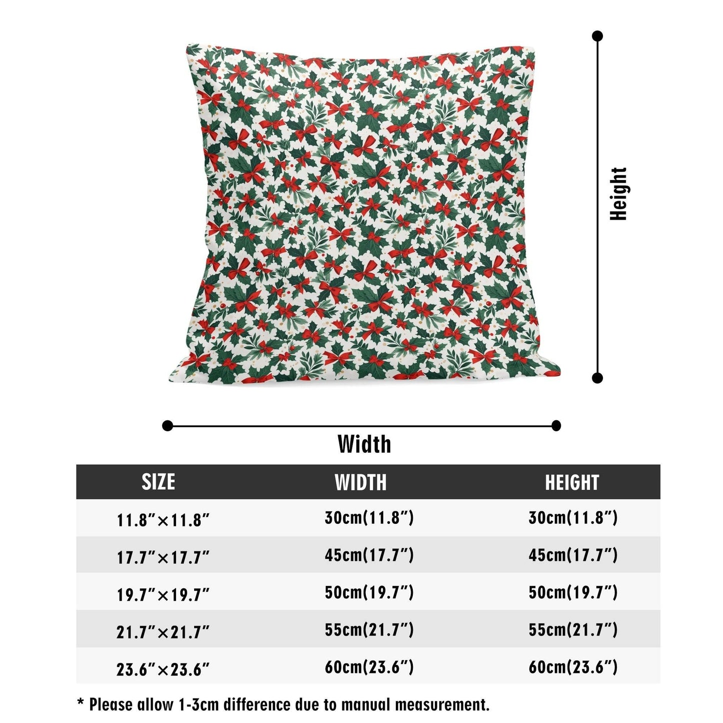 Holly Bows Peach Velvet 4 Pcs Square Pillow Case Covers (5 sizes) - DeRose Seasonal