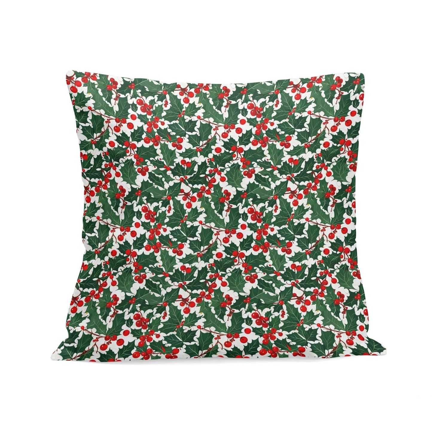 Christmas Holly Peach Velvet 4 Pcs Square Pillow Case Covers (5 sizes) - DeRose Seasonal