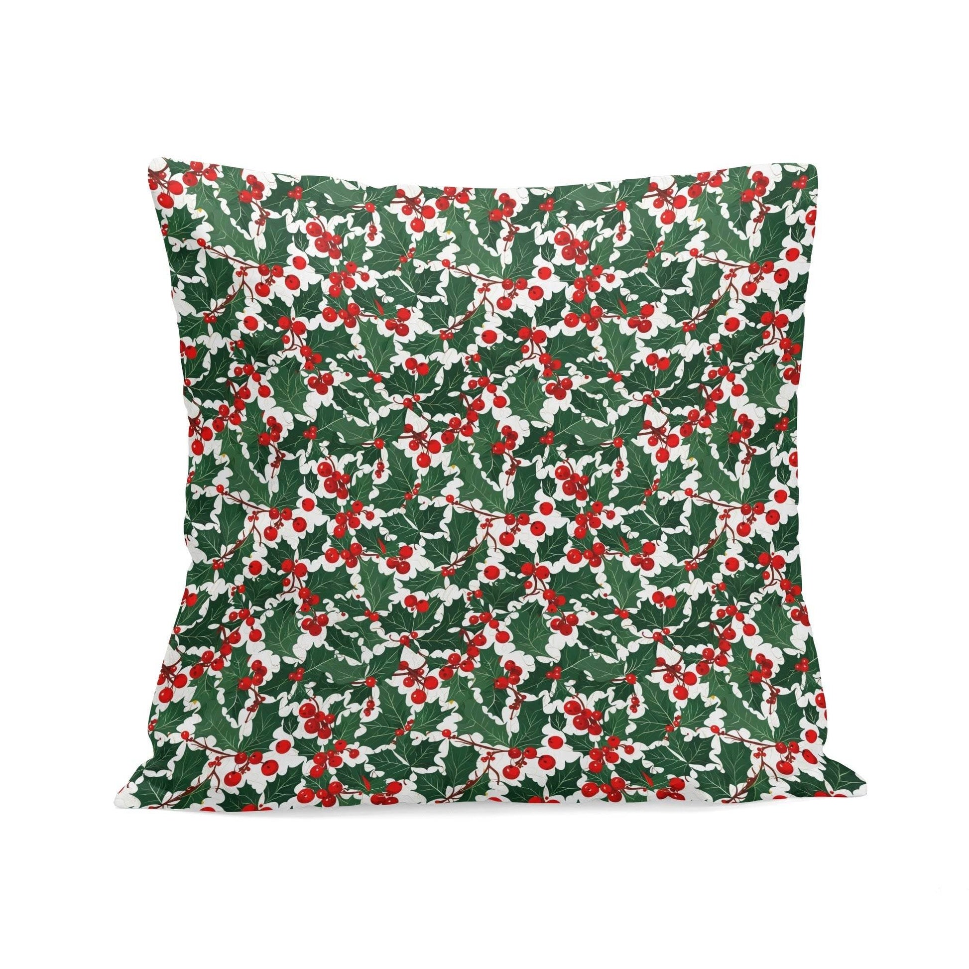 Christmas Holly Peach Velvet 4 Pcs Square Pillow Case Covers (5 sizes) - DeRose Seasonal