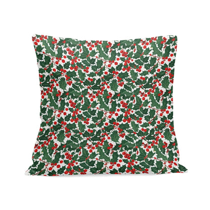 Christmas Holly Peach Velvet 4 Pcs Square Pillow Case Covers (5 sizes) - DeRose Seasonal
