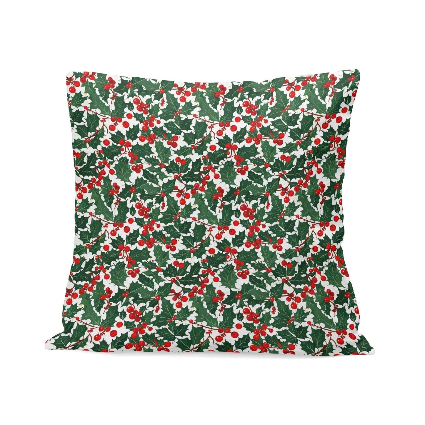 Christmas Holly Peach Velvet 4 Pcs Square Pillow Case Covers (5 sizes) - DeRose Seasonal