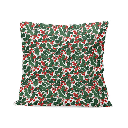 Christmas Holly Peach Velvet 4 Pcs Square Pillow Case Covers (5 sizes) - DeRose Seasonal