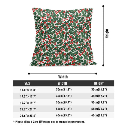 Christmas Holly Peach Velvet 4 Pcs Square Pillow Case Covers (5 sizes) - DeRose Seasonal