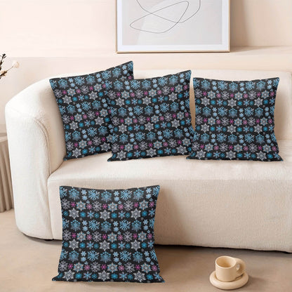 Party Snowflakes Peach Velvet 4 Pcs Square Pillow Case Covers (5 sizes) - DeRose Seasonal