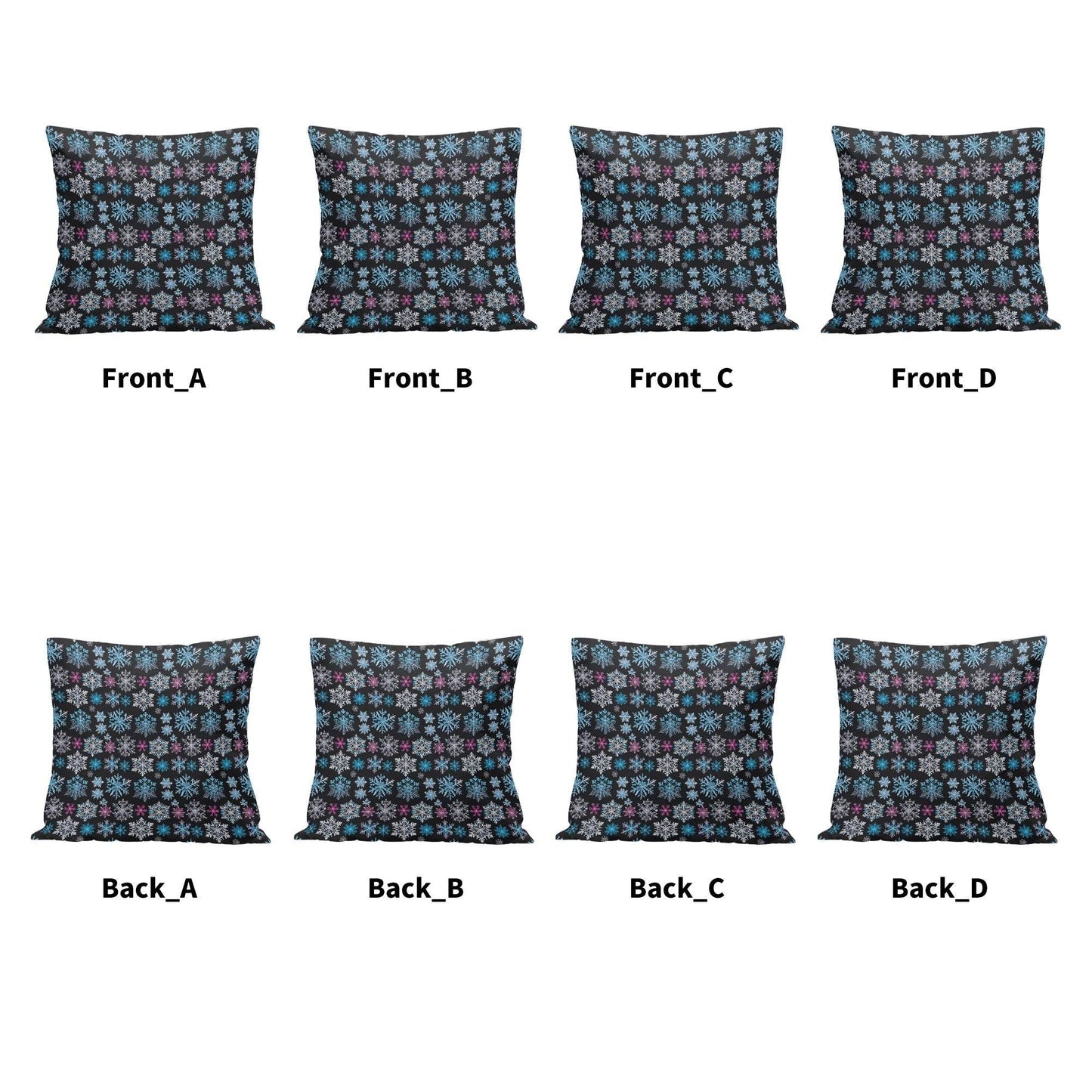Party Snowflakes Peach Velvet 4 Pcs Square Pillow Case Covers (5 sizes) - DeRose Seasonal