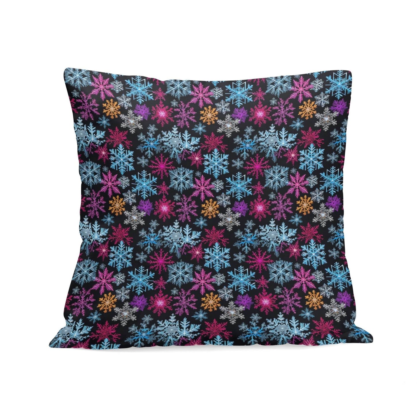 Colorful Party Snowflakes Peach Velvet 4 Pcs Square Pillow Case Covers (5 sizes) - DeRose Seasonal