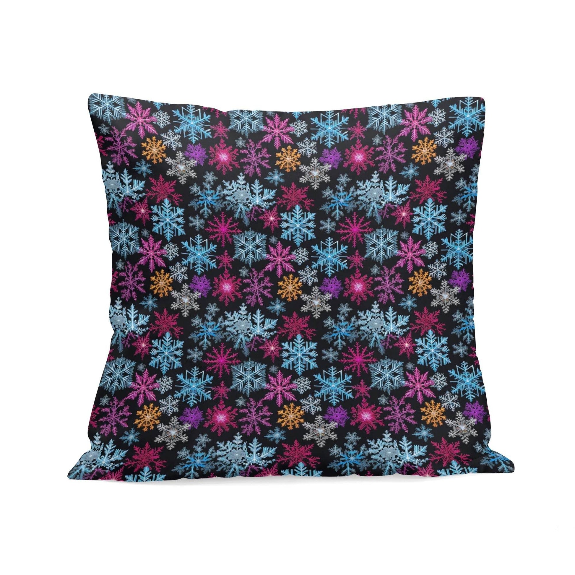 Colorful Party Snowflakes Peach Velvet 4 Pcs Square Pillow Case Covers (5 sizes) - DeRose Seasonal