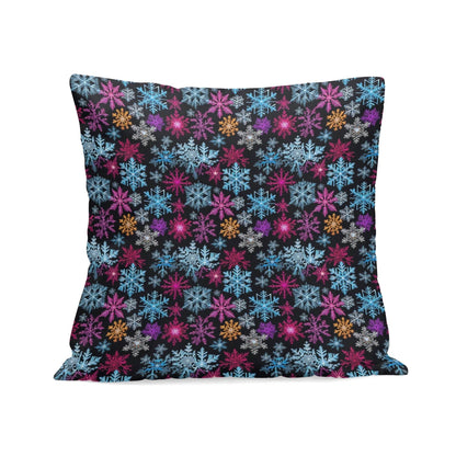 Colorful Party Snowflakes Peach Velvet 4 Pcs Square Pillow Case Covers (5 sizes) - DeRose Seasonal