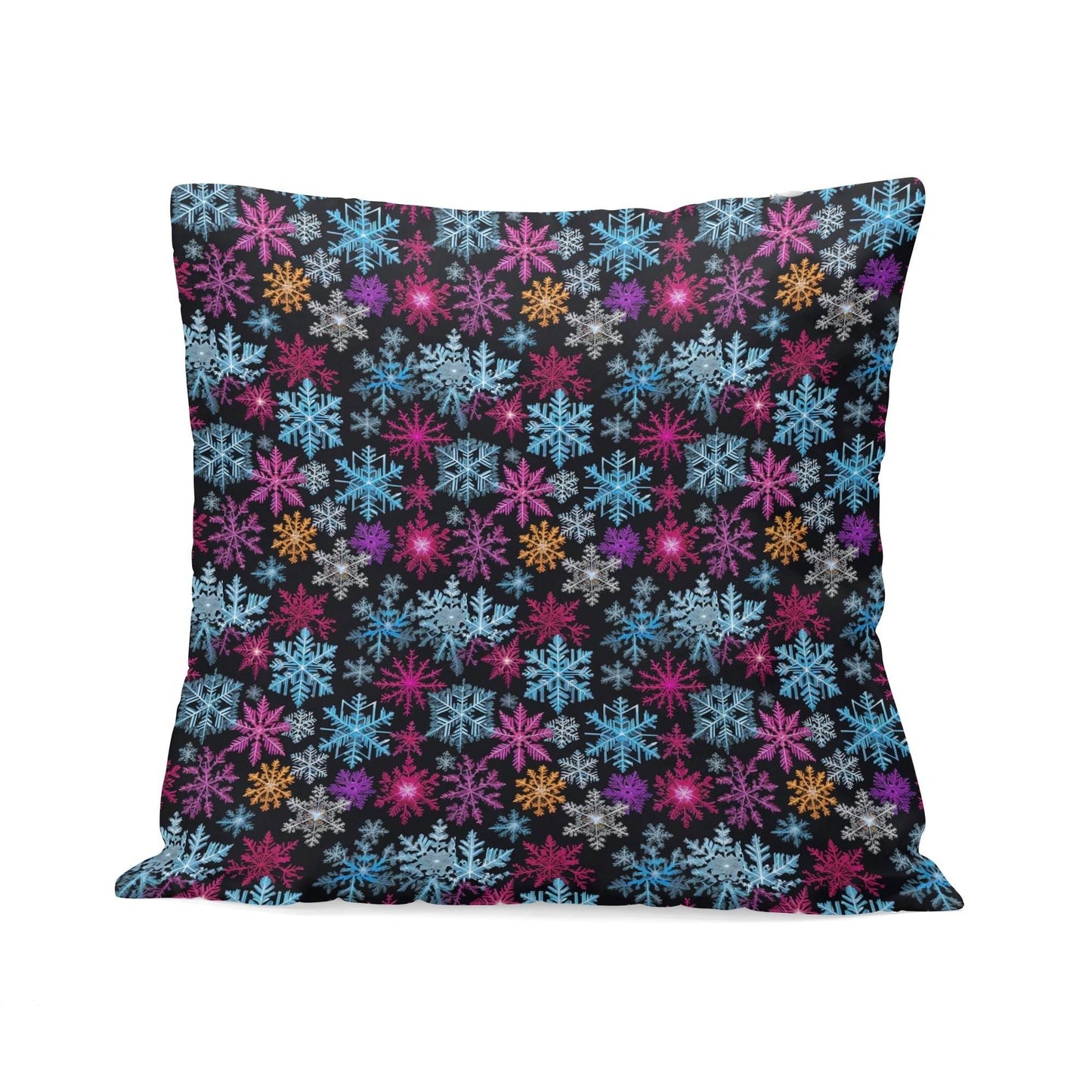 Colorful Party Snowflakes Peach Velvet 4 Pcs Square Pillow Case Covers (5 sizes) - DeRose Seasonal