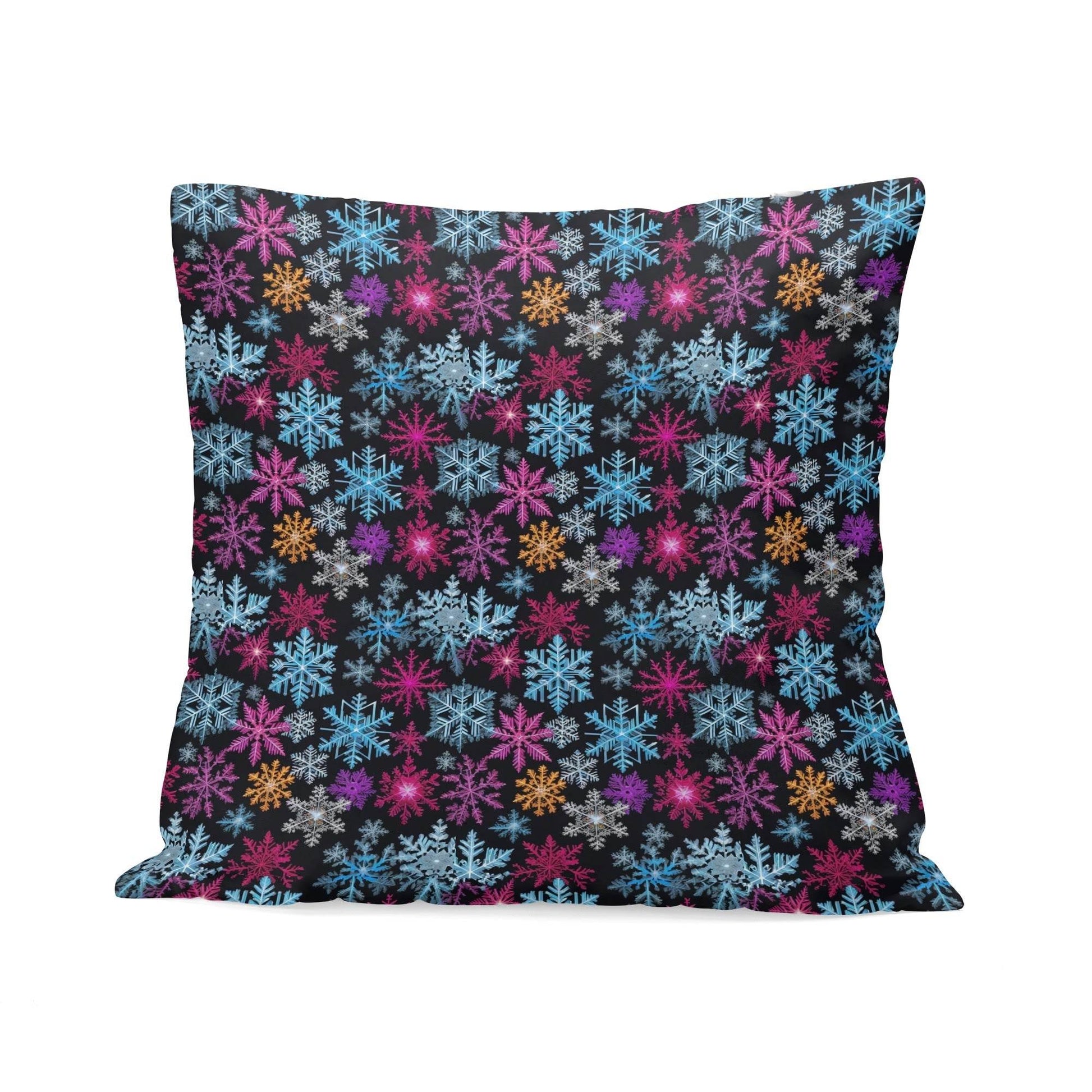 Colorful Party Snowflakes Peach Velvet 4 Pcs Square Pillow Case Covers (5 sizes) - DeRose Seasonal