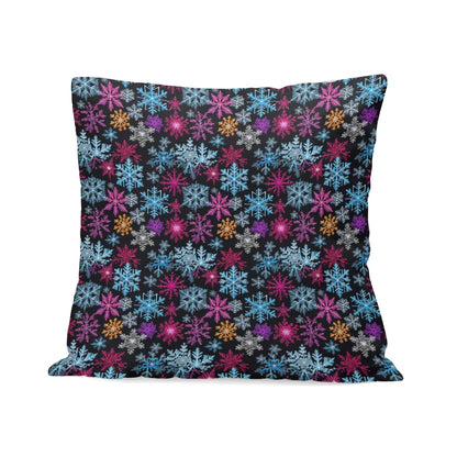 Colorful Party Snowflakes Peach Velvet 4 Pcs Square Pillow Case Covers (5 sizes) - DeRose Seasonal
