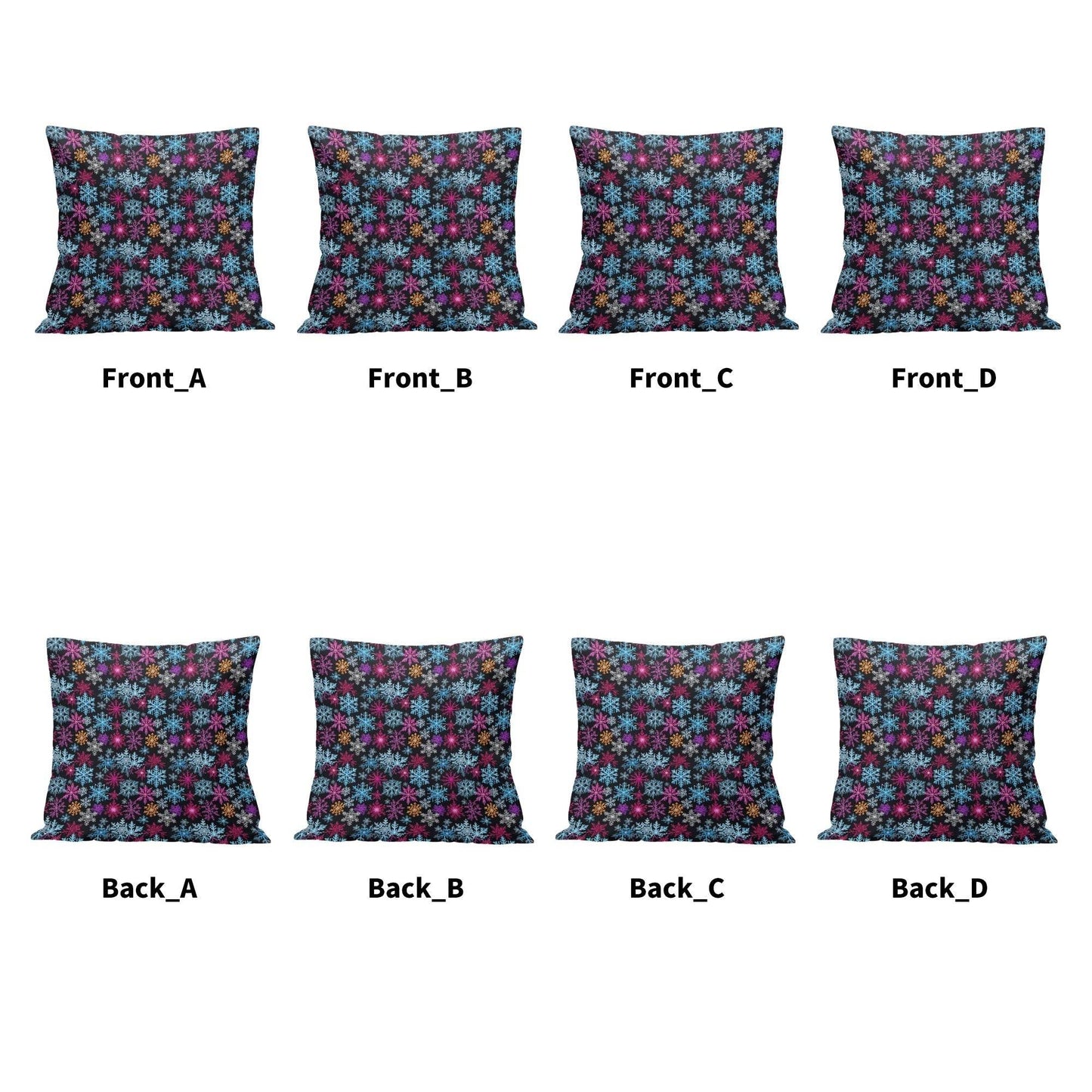 Colorful Party Snowflakes Peach Velvet 4 Pcs Square Pillow Case Covers (5 sizes) - DeRose Seasonal