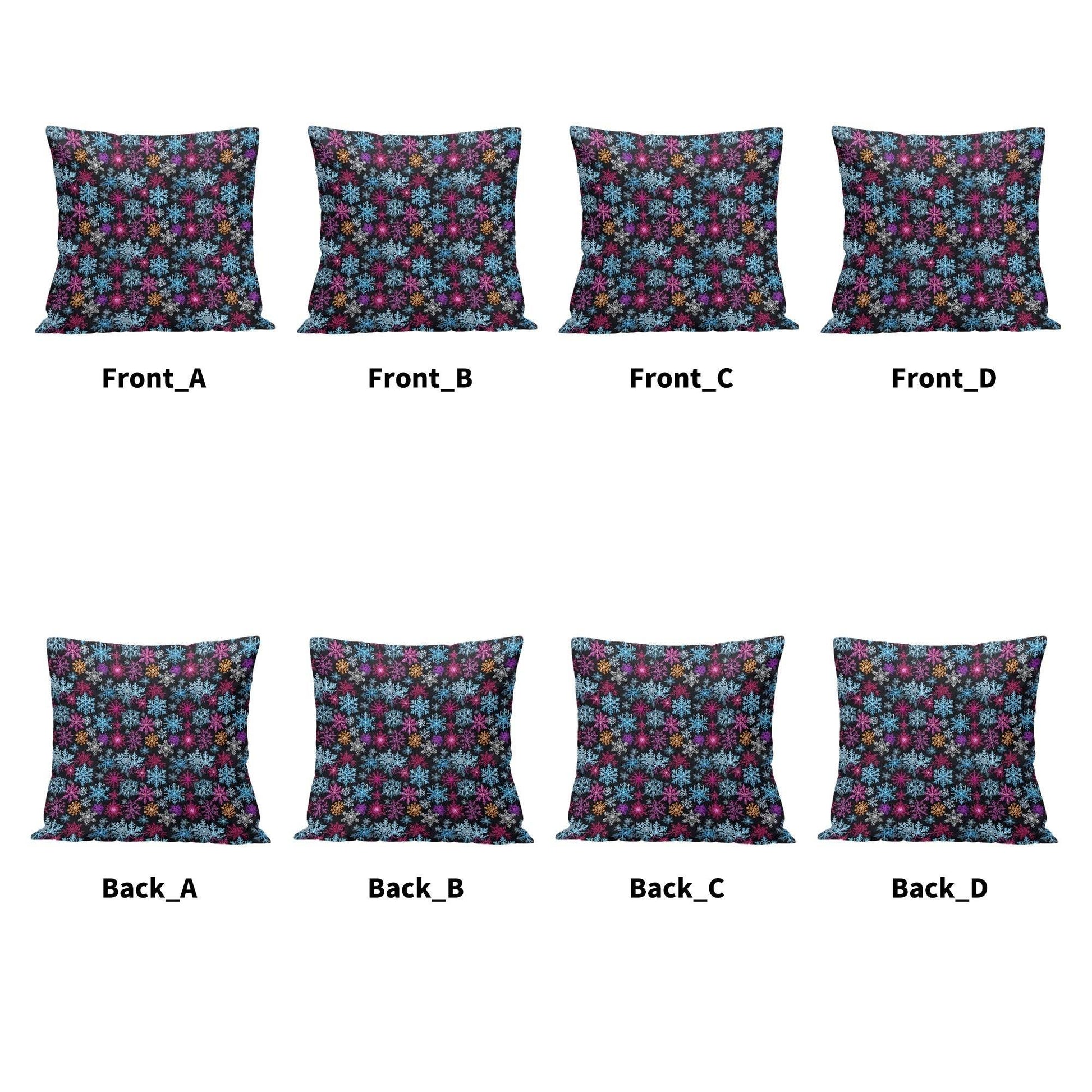 Colorful Party Snowflakes Peach Velvet 4 Pcs Square Pillow Case Covers (5 sizes) - DeRose Seasonal