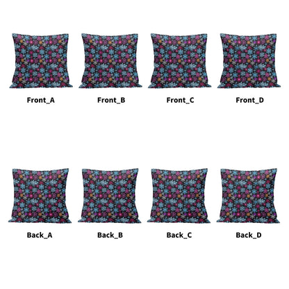 Colorful Party Snowflakes Peach Velvet 4 Pcs Square Pillow Case Covers (5 sizes) - DeRose Seasonal