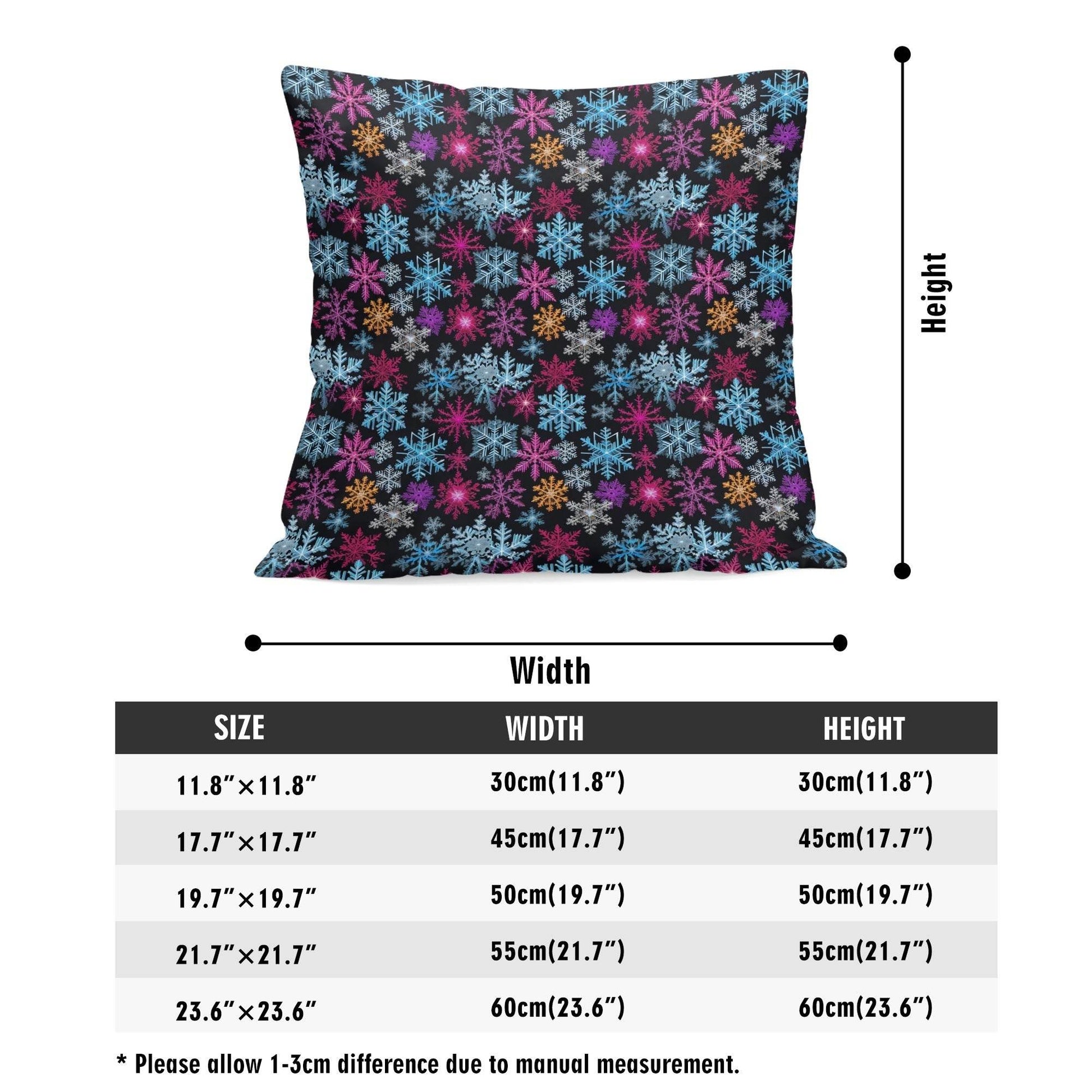Colorful Party Snowflakes Peach Velvet 4 Pcs Square Pillow Case Covers (5 sizes) - DeRose Seasonal