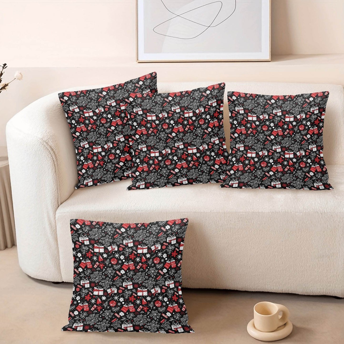 Christmas Gifts Peach Velvet 4 Pcs Square Pillow Case Covers (5 sizes) - DeRose Seasonal
