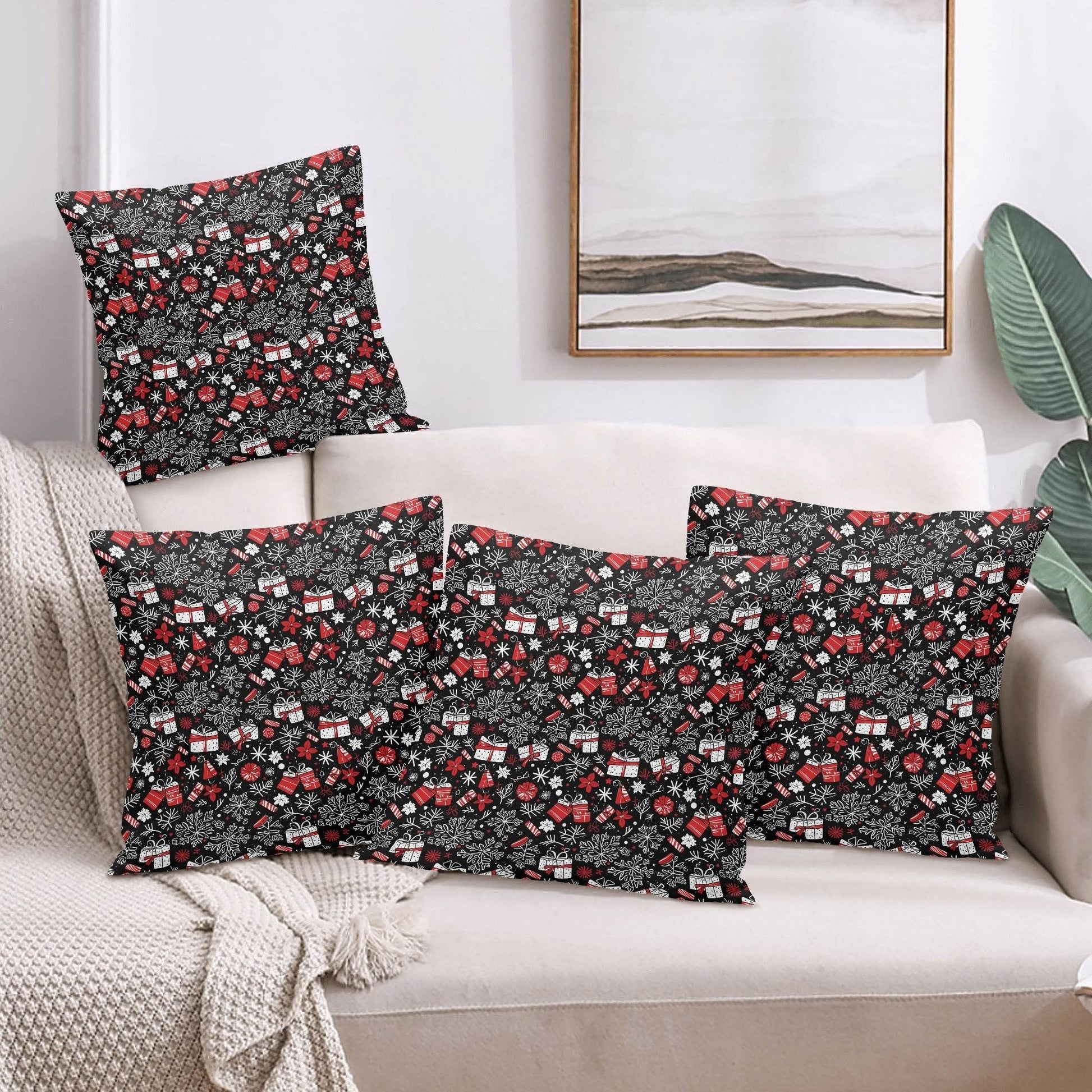 Christmas Gifts Peach Velvet 4 Pcs Square Pillow Case Covers (5 sizes) - DeRose Seasonal