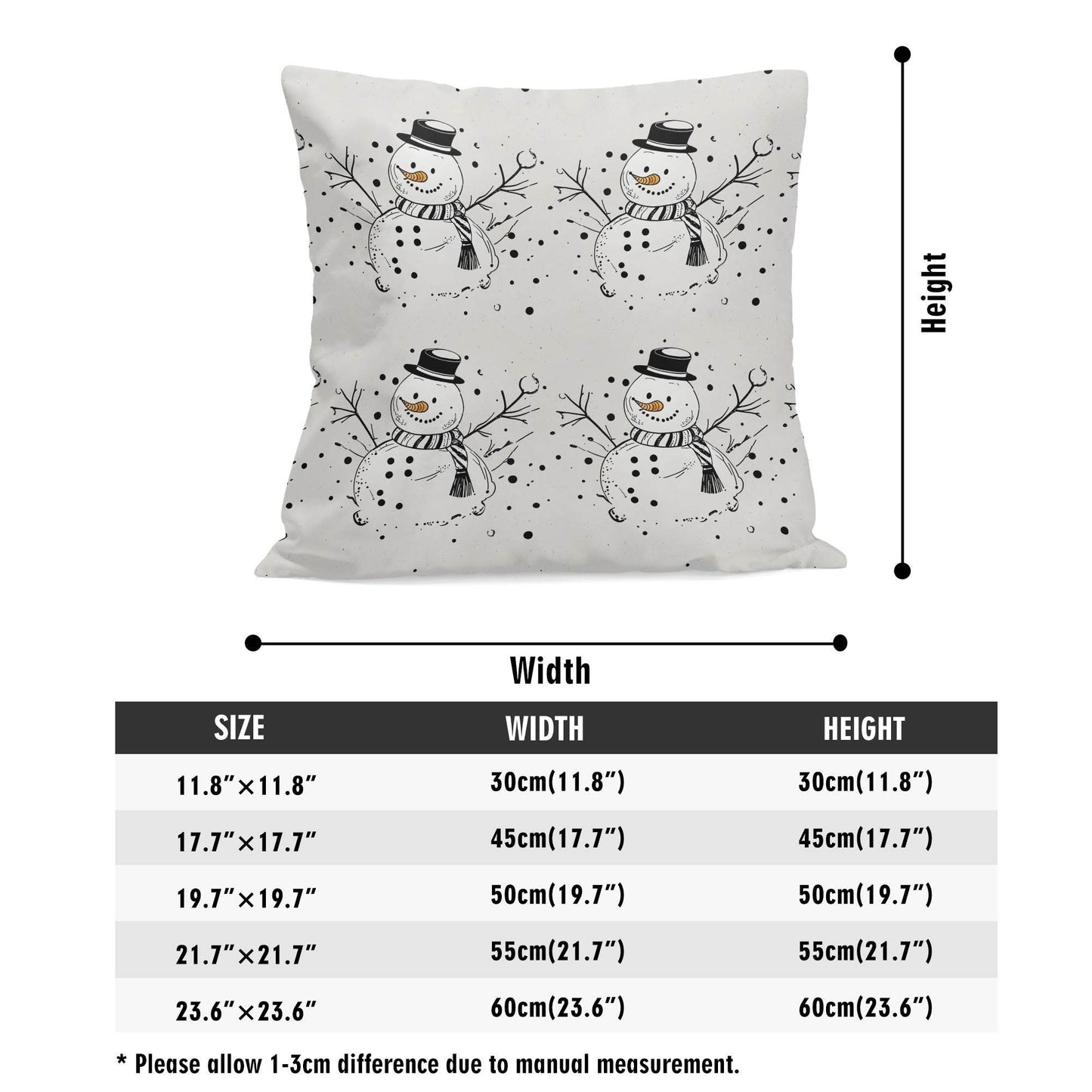 Frosty the Snowman Peach Velvet 4 Pcs Square Pillow Case Covers (5 sizes) - DeRose Seasonal