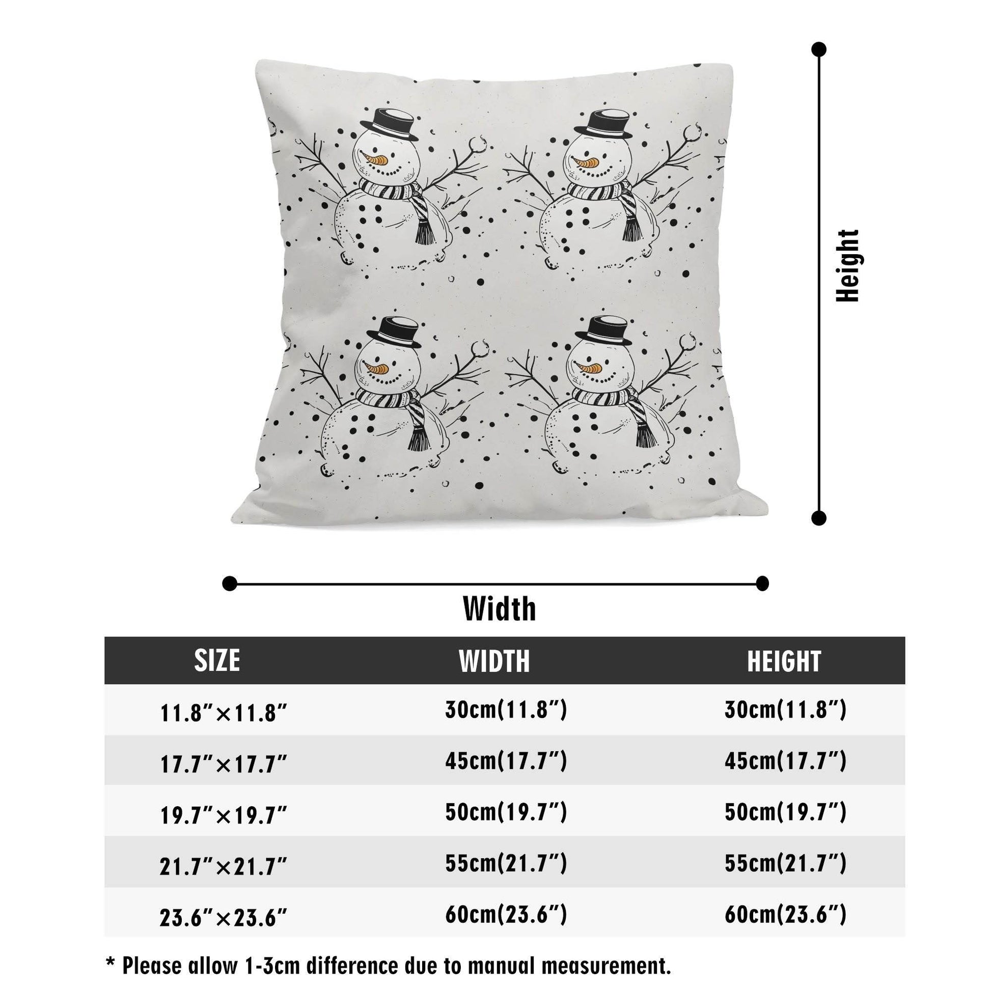 Frosty the Snowman Peach Velvet 4 Pcs Square Pillow Case Covers (5 sizes) - DeRose Seasonal
