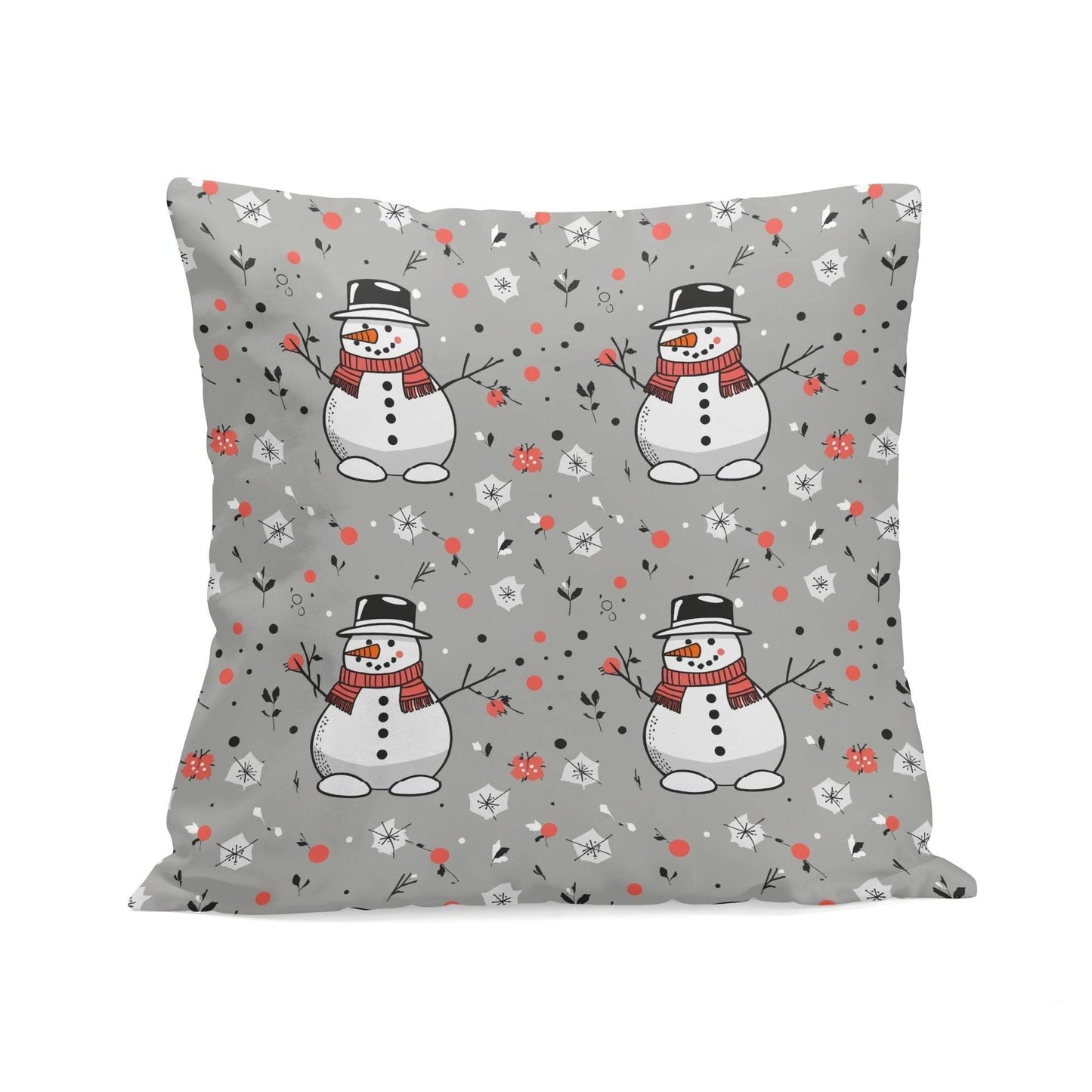 Snowman Peach Velvet 4 Pcs Square Pillow Case Covers (5 sizes) - DeRose Seasonal
