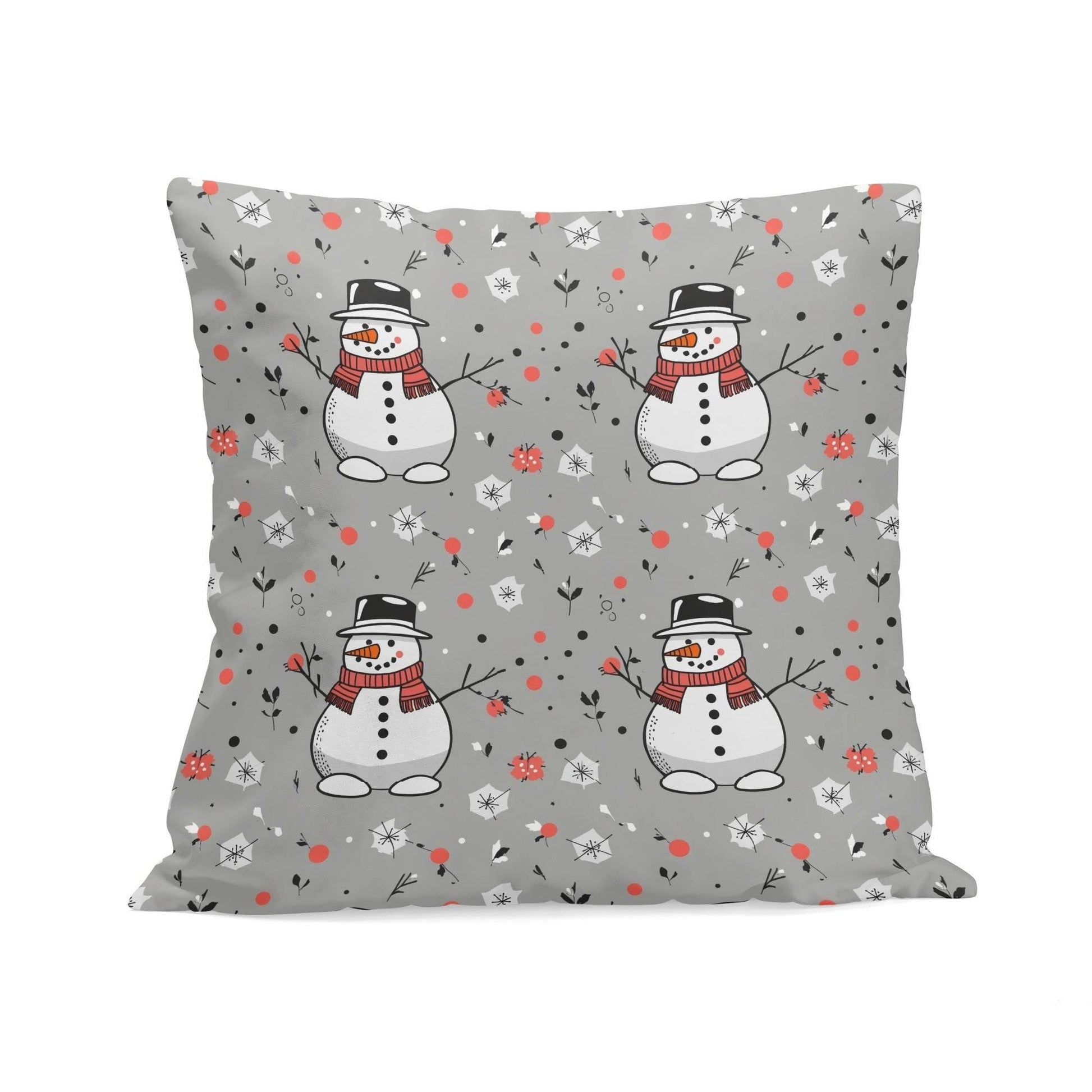 Snowman Peach Velvet 4 Pcs Square Pillow Case Covers (5 sizes) - DeRose Seasonal