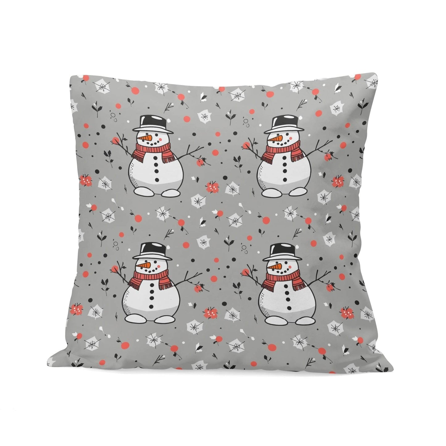 Snowman Peach Velvet 4 Pcs Square Pillow Case Covers (5 sizes) - DeRose Seasonal