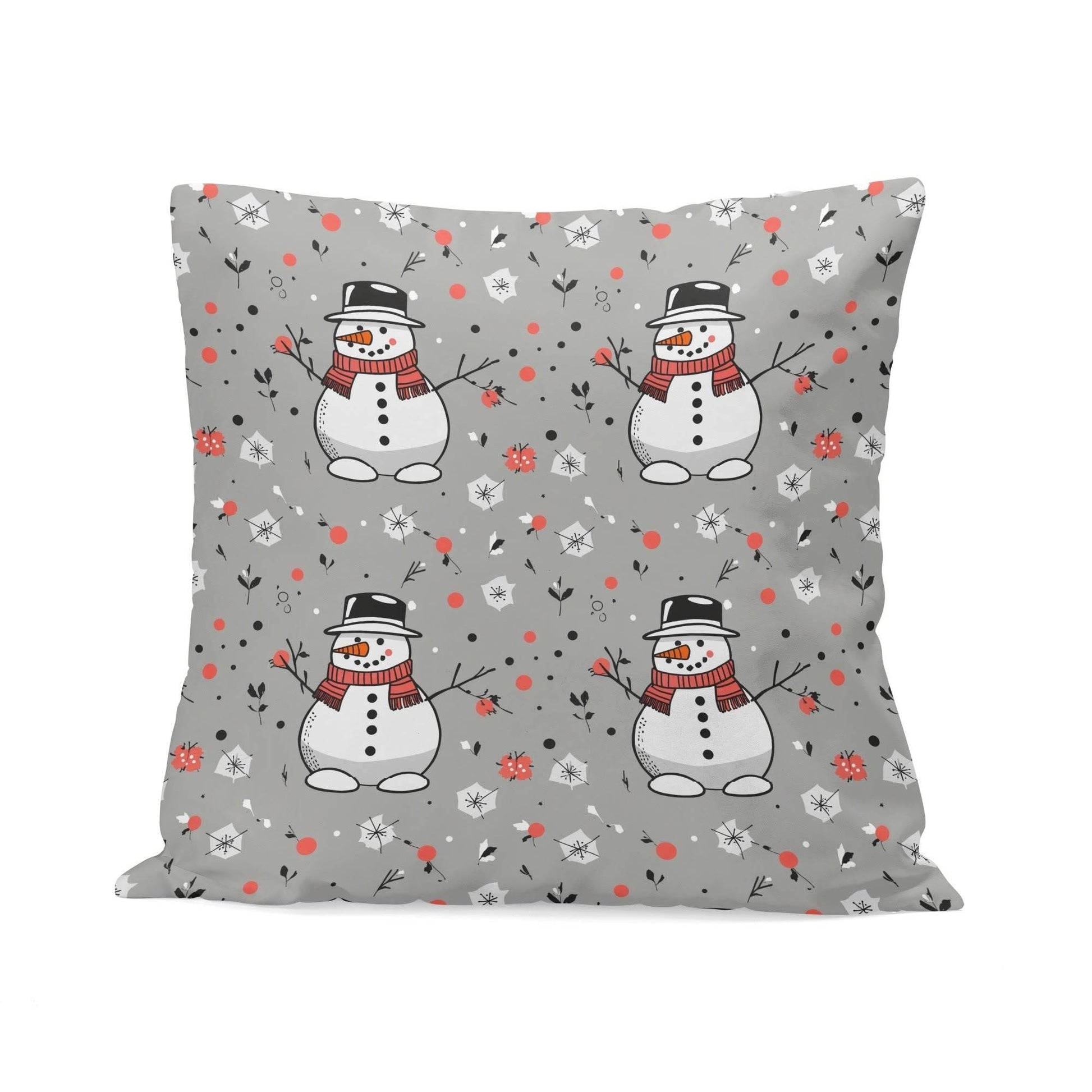 Snowman Peach Velvet 4 Pcs Square Pillow Case Covers (5 sizes) - DeRose Seasonal
