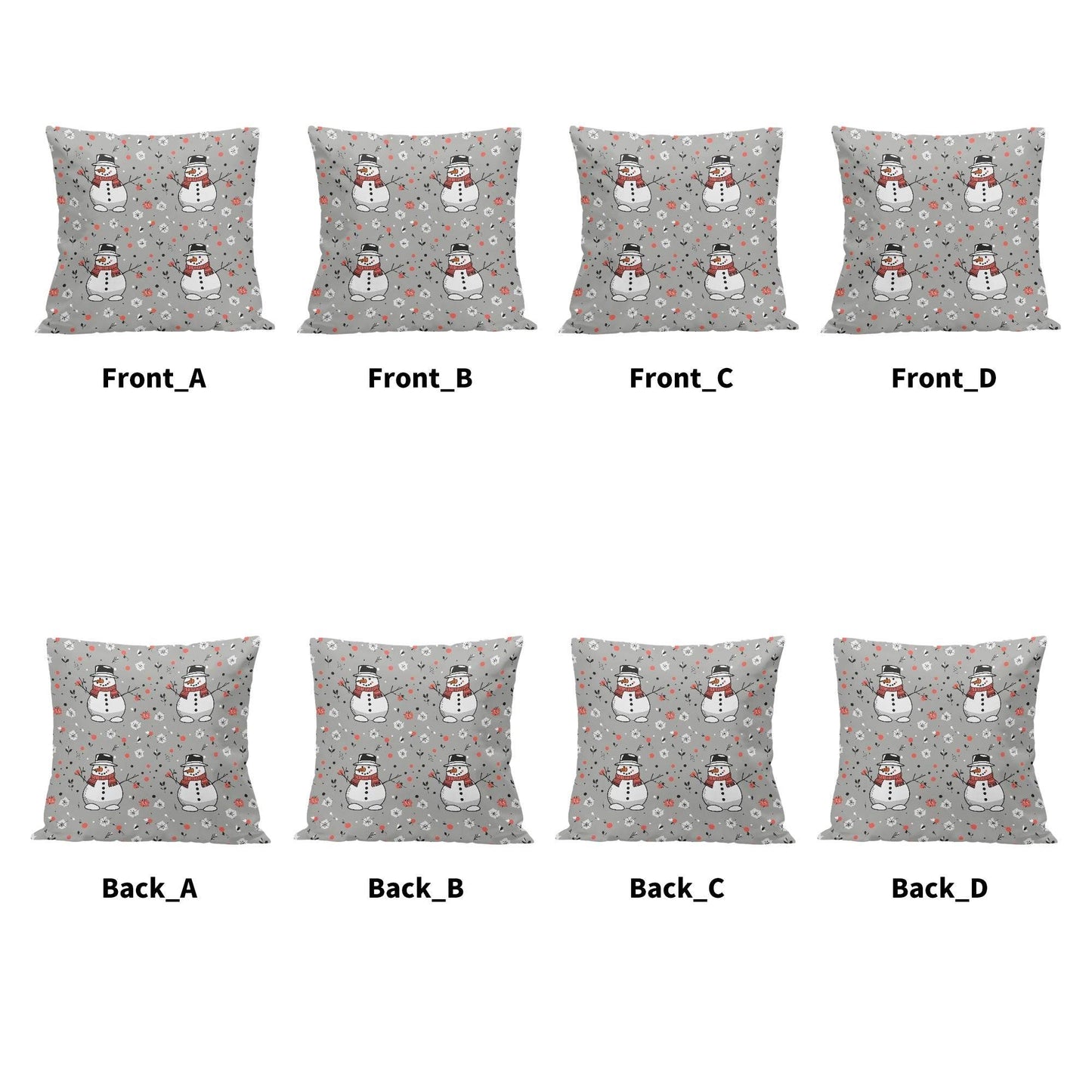 Snowman Peach Velvet 4 Pcs Square Pillow Case Covers (5 sizes) - DeRose Seasonal