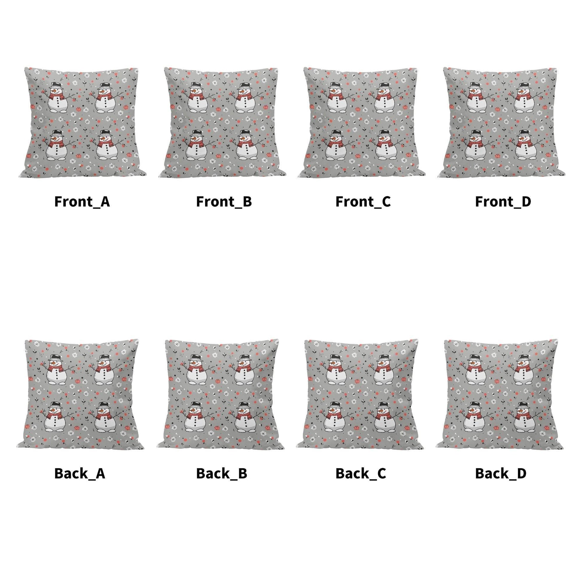Snowman Peach Velvet 4 Pcs Square Pillow Case Covers (5 sizes) - DeRose Seasonal