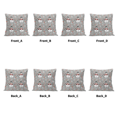 Snowman Peach Velvet 4 Pcs Square Pillow Case Covers (5 sizes) - DeRose Seasonal