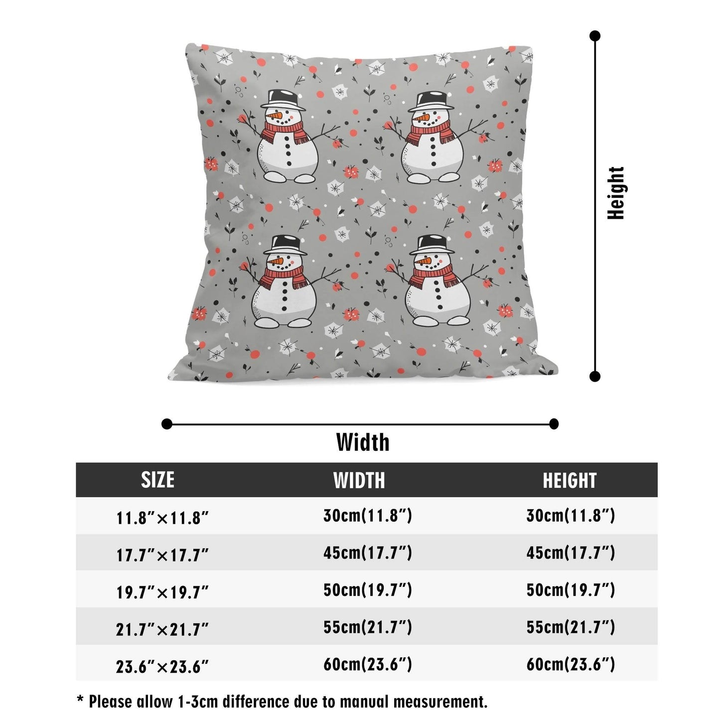 Snowman Peach Velvet 4 Pcs Square Pillow Case Covers (5 sizes) - DeRose Seasonal