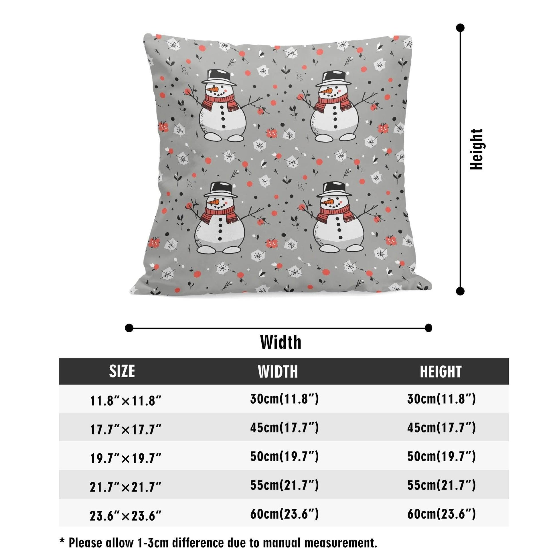 Snowman Peach Velvet 4 Pcs Square Pillow Case Covers (5 sizes) - DeRose Seasonal