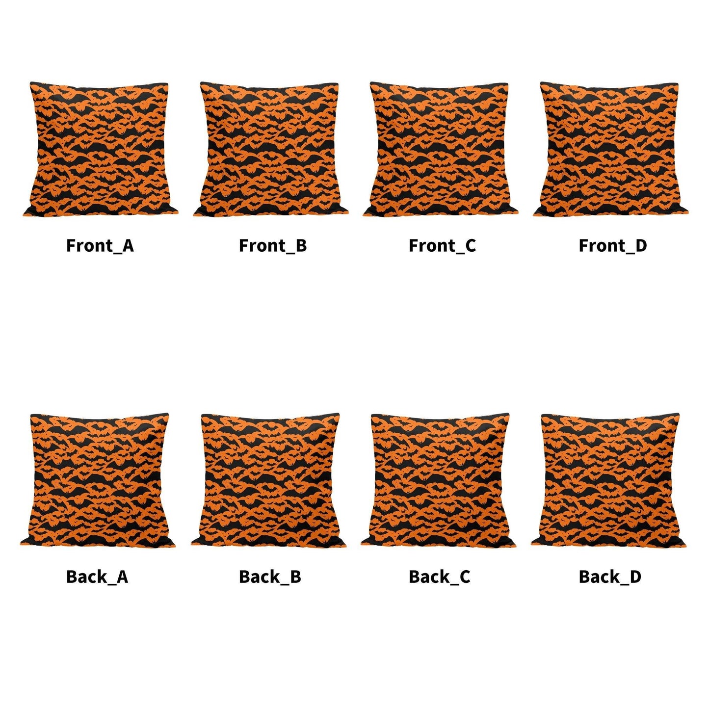 Halloween Bats Peach Velvet 4 Pcs Square Pillow Case Covers (5 sizes) - DeRose Seasonal