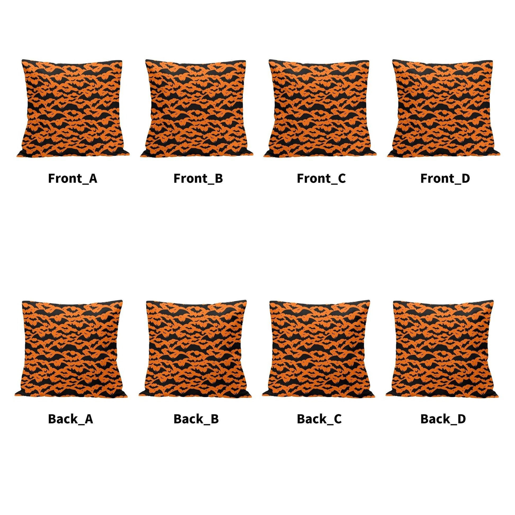 Halloween Bats Peach Velvet 4 Pcs Square Pillow Case Covers (5 sizes) - DeRose Seasonal