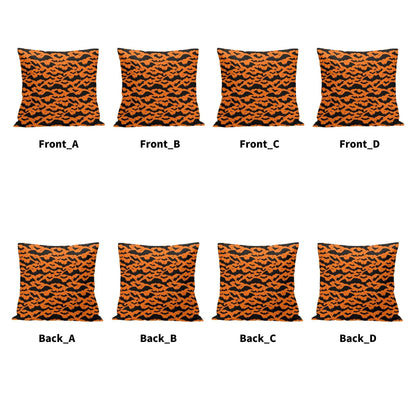Halloween Bats Peach Velvet 4 Pcs Square Pillow Case Covers (5 sizes) - DeRose Seasonal