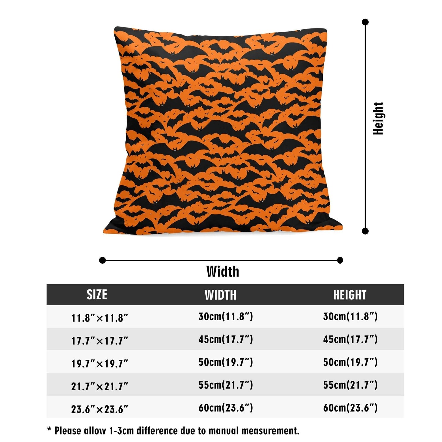 Halloween Bats Peach Velvet 4 Pcs Square Pillow Case Covers (5 sizes) - DeRose Seasonal
