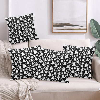 Spooky Ghost Peach Velvet 4 Pcs Square Pillow Case Covers (5 sizes) - DeRose Seasonal