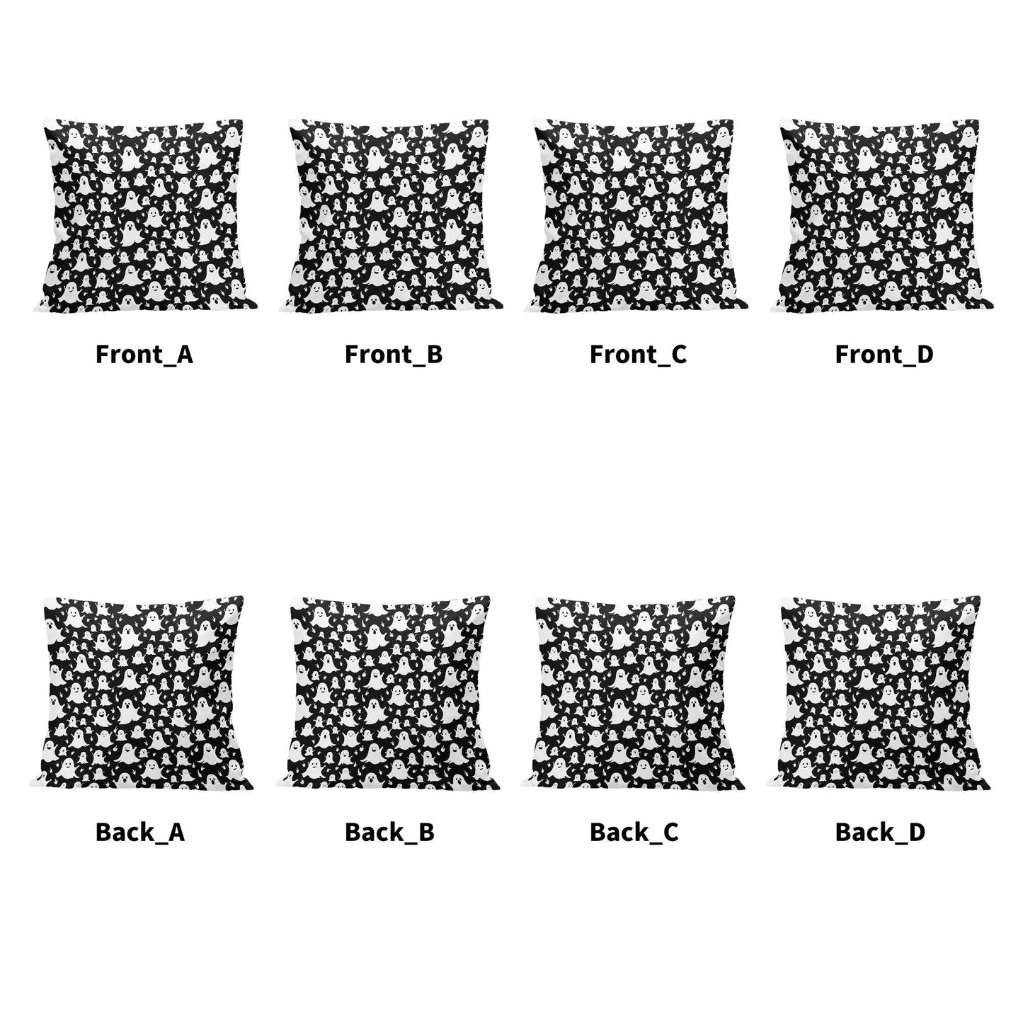 Spooky Ghost Peach Velvet 4 Pcs Square Pillow Case Covers (5 sizes) - DeRose Seasonal
