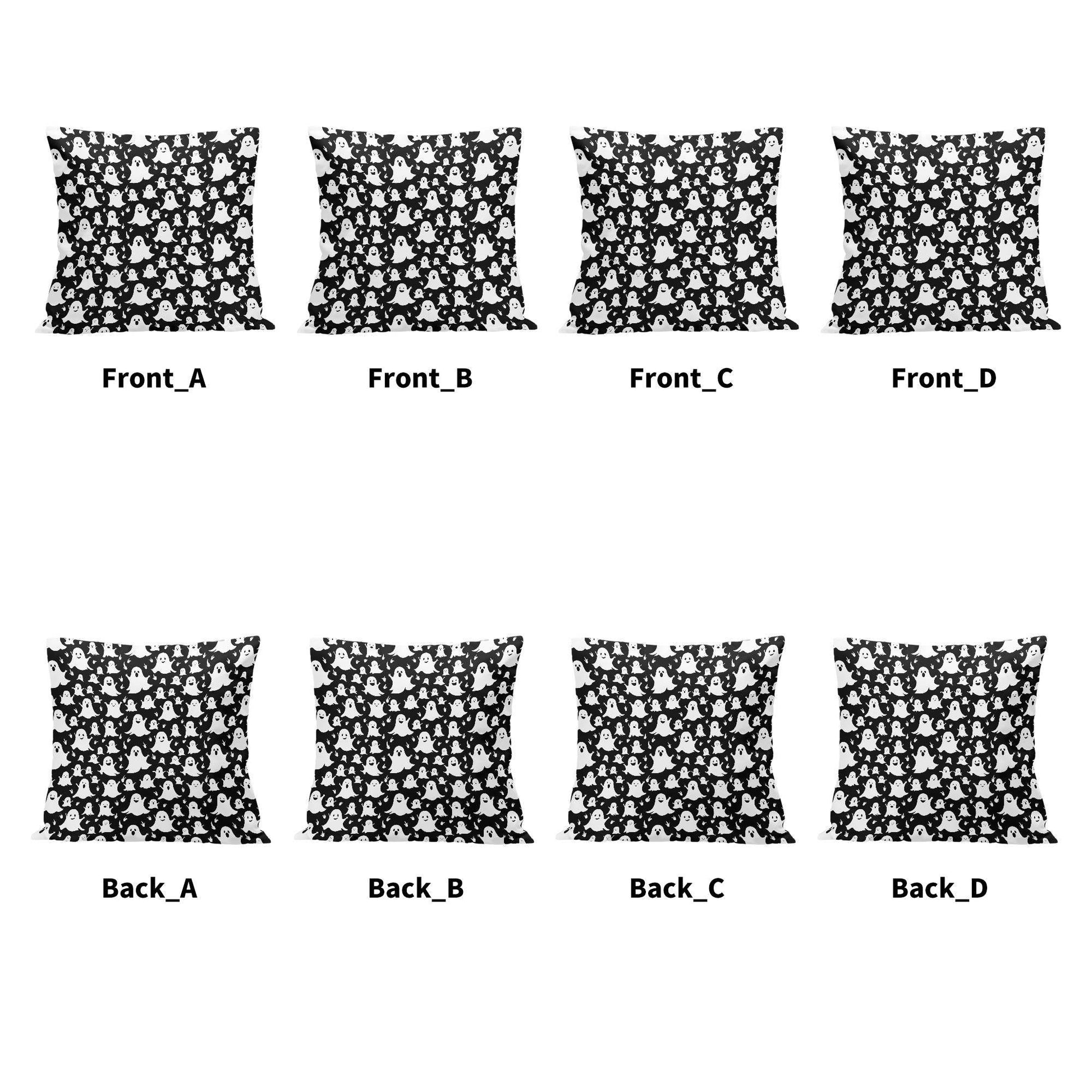 Spooky Ghost Peach Velvet 4 Pcs Square Pillow Case Covers (5 sizes) - DeRose Seasonal