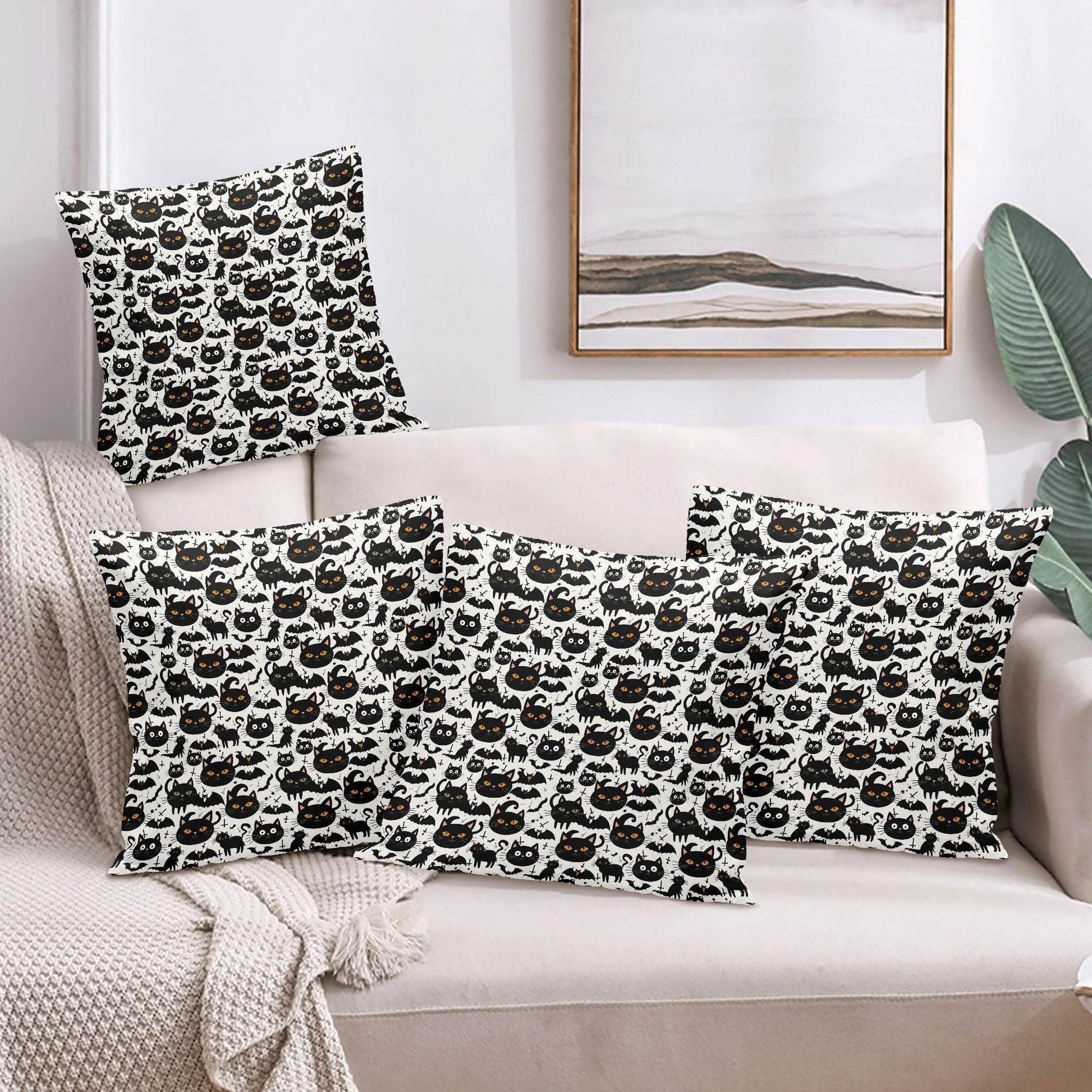 Crazy Cat Lady Peach Velvet 4 Pcs Square Pillow Case Covers (5 sizes) - DeRose Seasonal