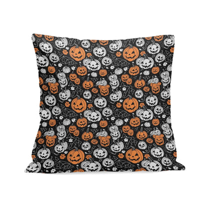 Jack-O-Lanterns Peach Velvet 4 Pcs Square Pillow Case Covers (5 sizes) - DeRose Seasonal