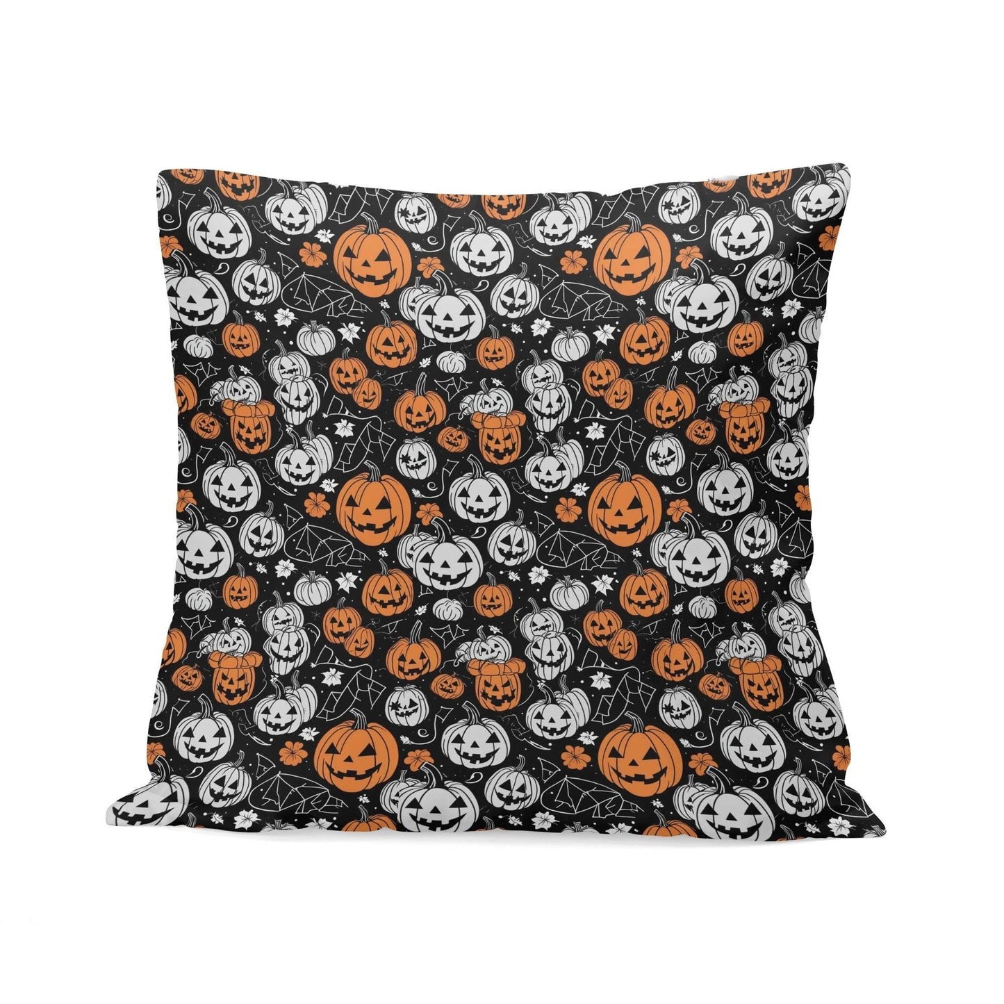 Jack-O-Lanterns Peach Velvet 4 Pcs Square Pillow Case Covers (5 sizes) - DeRose Seasonal