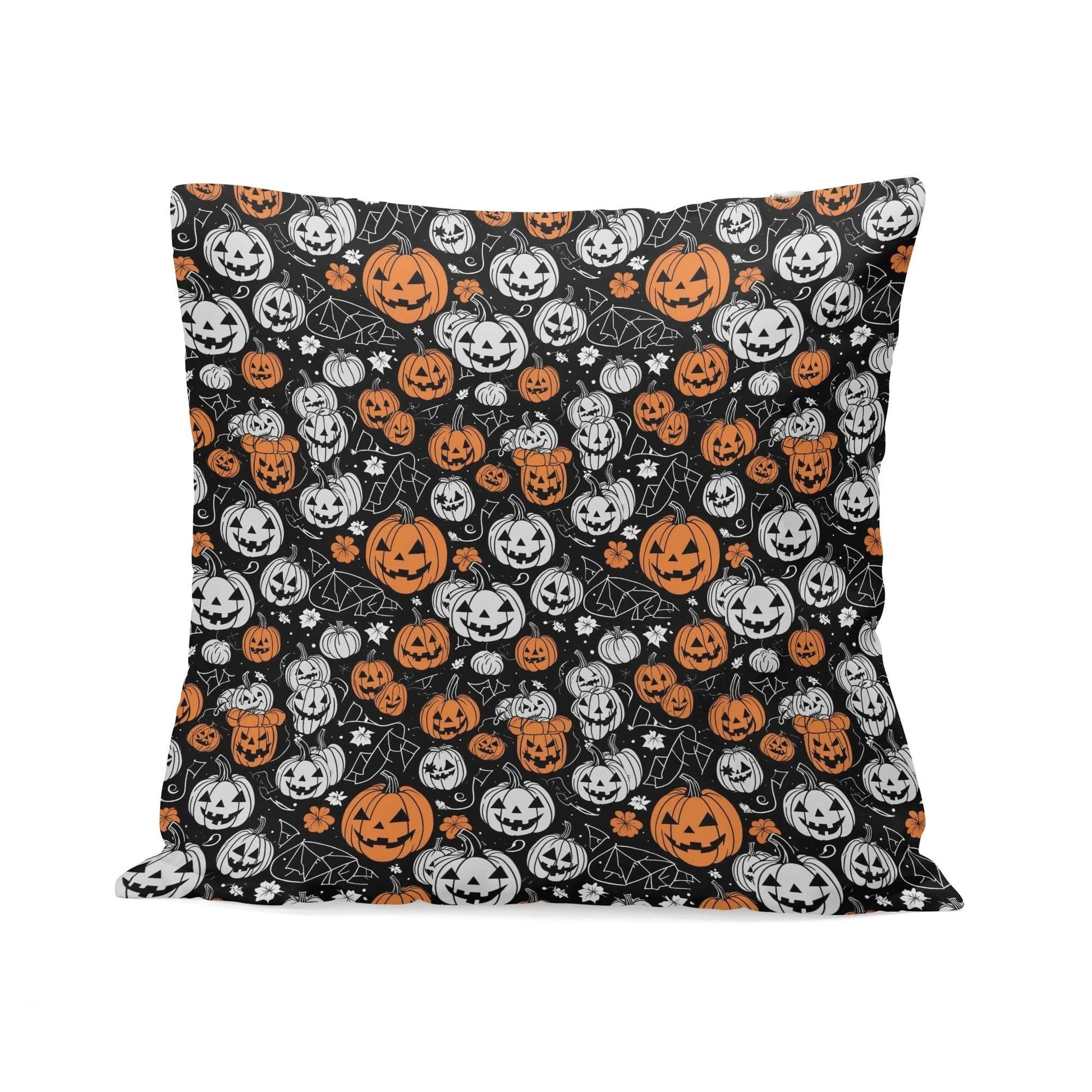 Jack-O-Lanterns Peach Velvet 4 Pcs Square Pillow Case Covers (5 sizes) - DeRose Seasonal