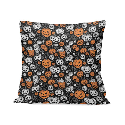 Jack-O-Lanterns Peach Velvet 4 Pcs Square Pillow Case Covers (5 sizes) - DeRose Seasonal