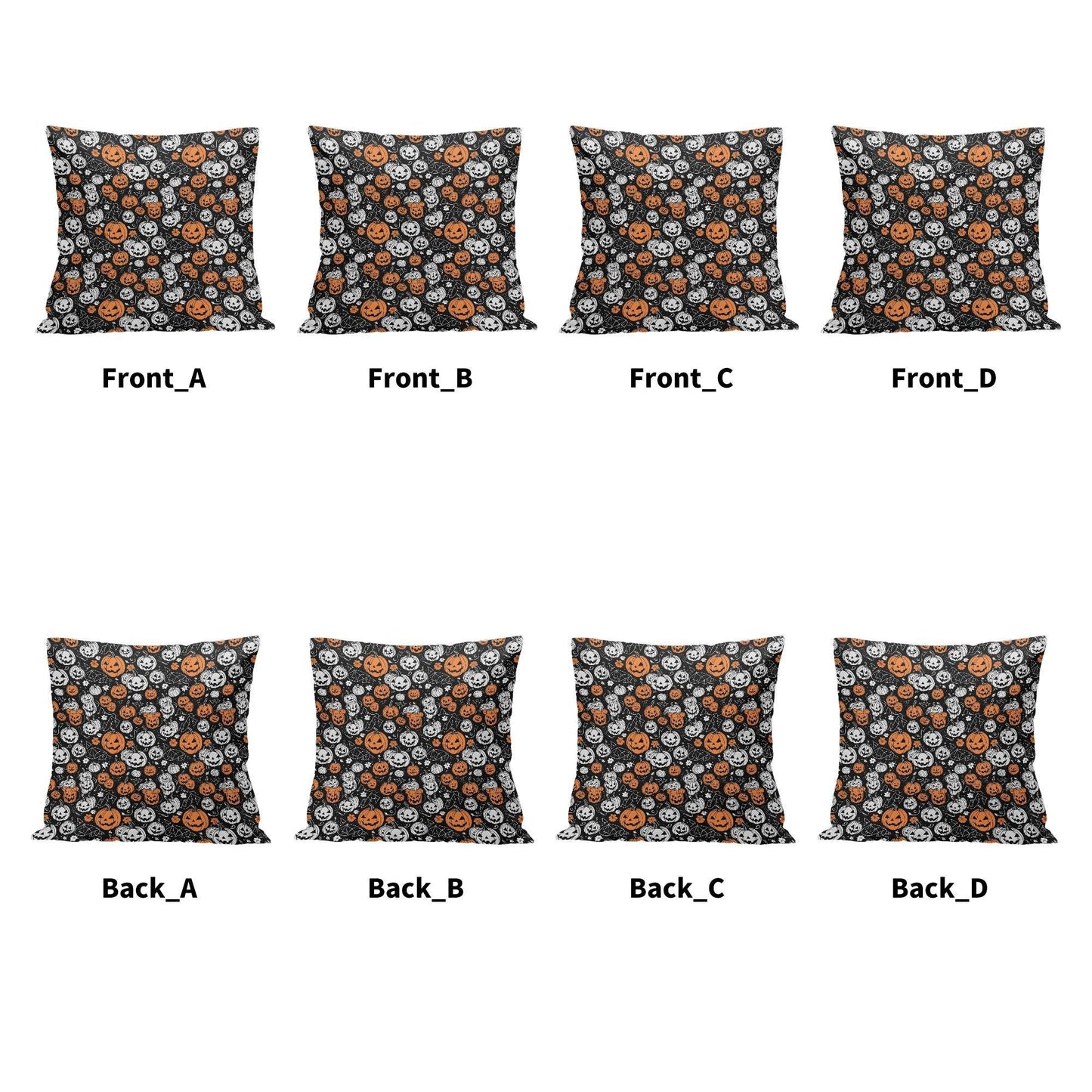 Jack-O-Lanterns Peach Velvet 4 Pcs Square Pillow Case Covers (5 sizes) - DeRose Seasonal