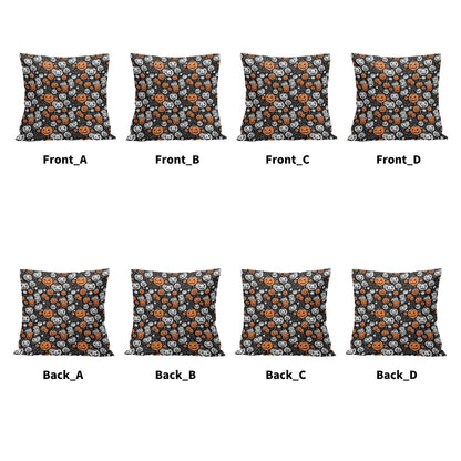 Jack-O-Lanterns Peach Velvet 4 Pcs Square Pillow Case Covers (5 sizes) - DeRose Seasonal