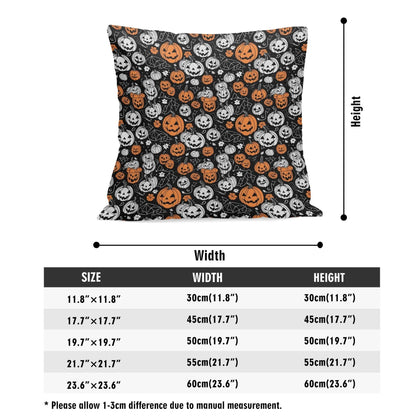 Jack-O-Lanterns Peach Velvet 4 Pcs Square Pillow Case Covers (5 sizes) - DeRose Seasonal